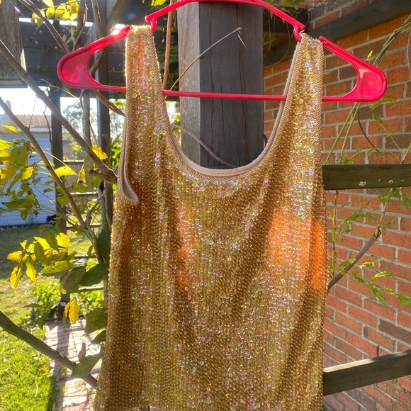 EUC BEBE S Gold Sequin Tank Top - Picture 6 of 7